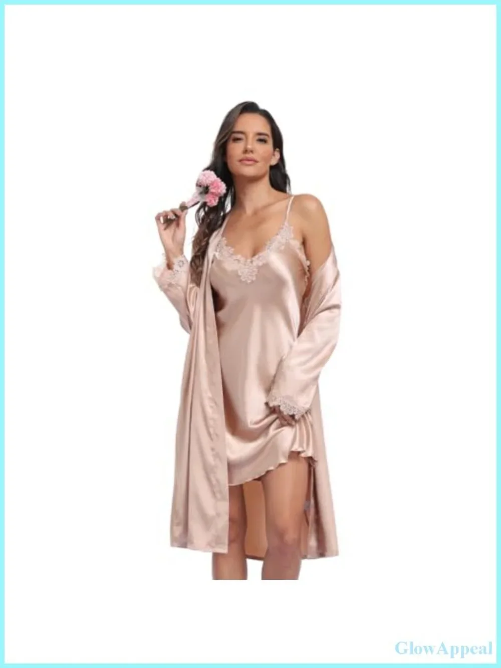 Satin Nightgown & Robe Set 2 Piece Silk Bridal Pajama Set